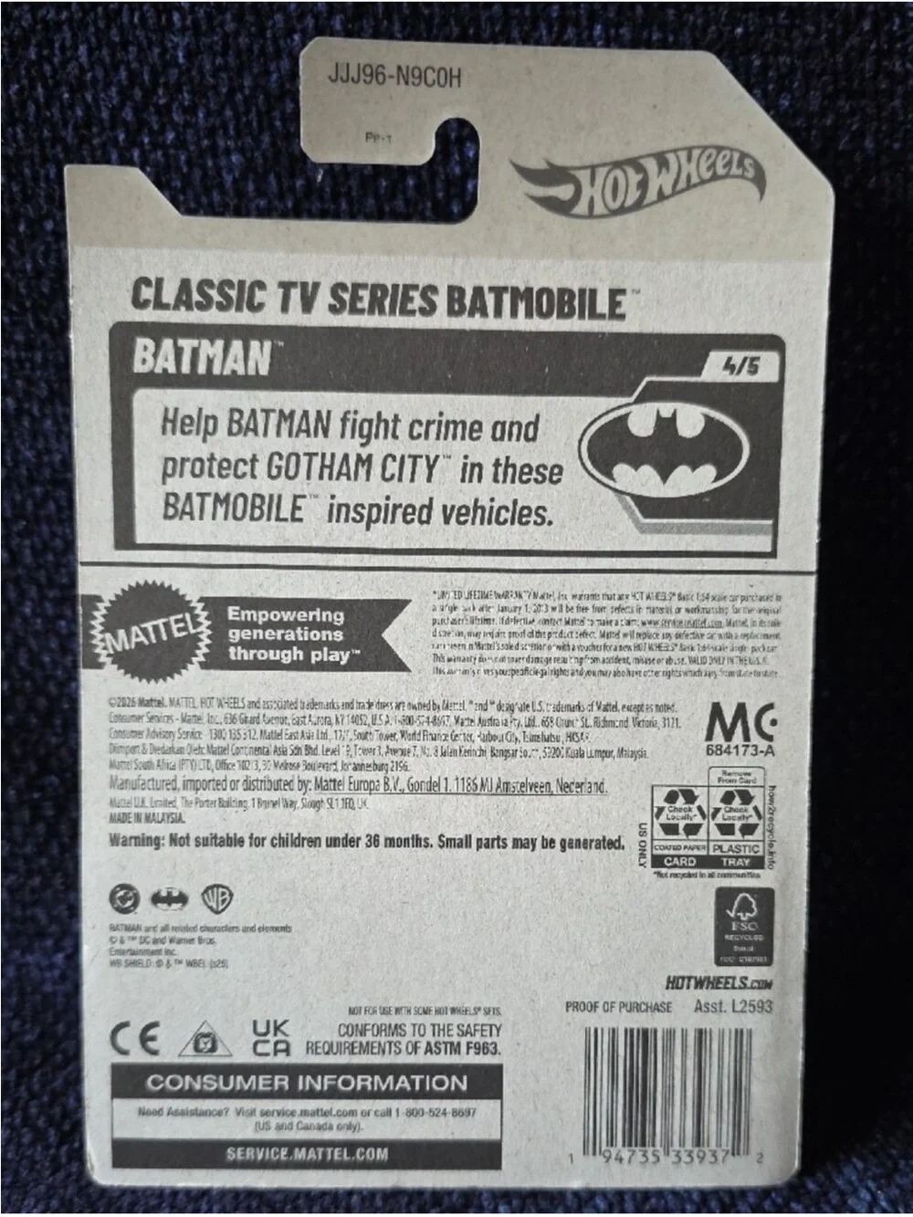 Hot Wheels Batman Classic TV Series Batmobile - Purple/Red